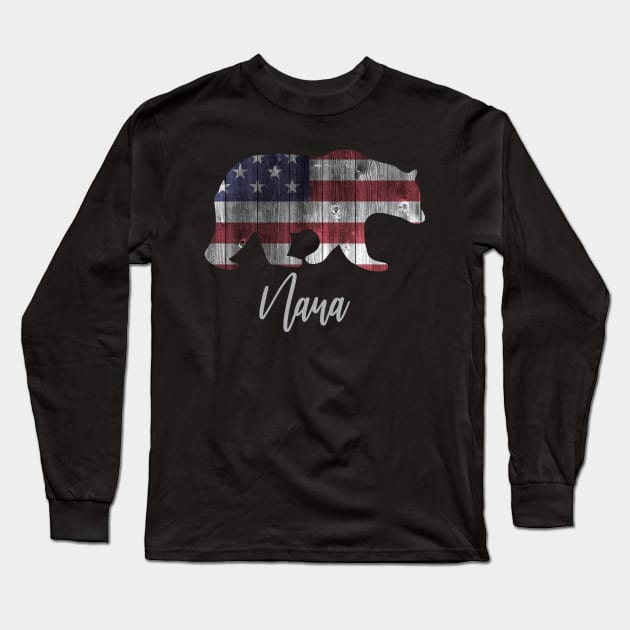 Nana Bear 4th of july flag american Long Sleeve T-Shirt by sevalyilmazardal